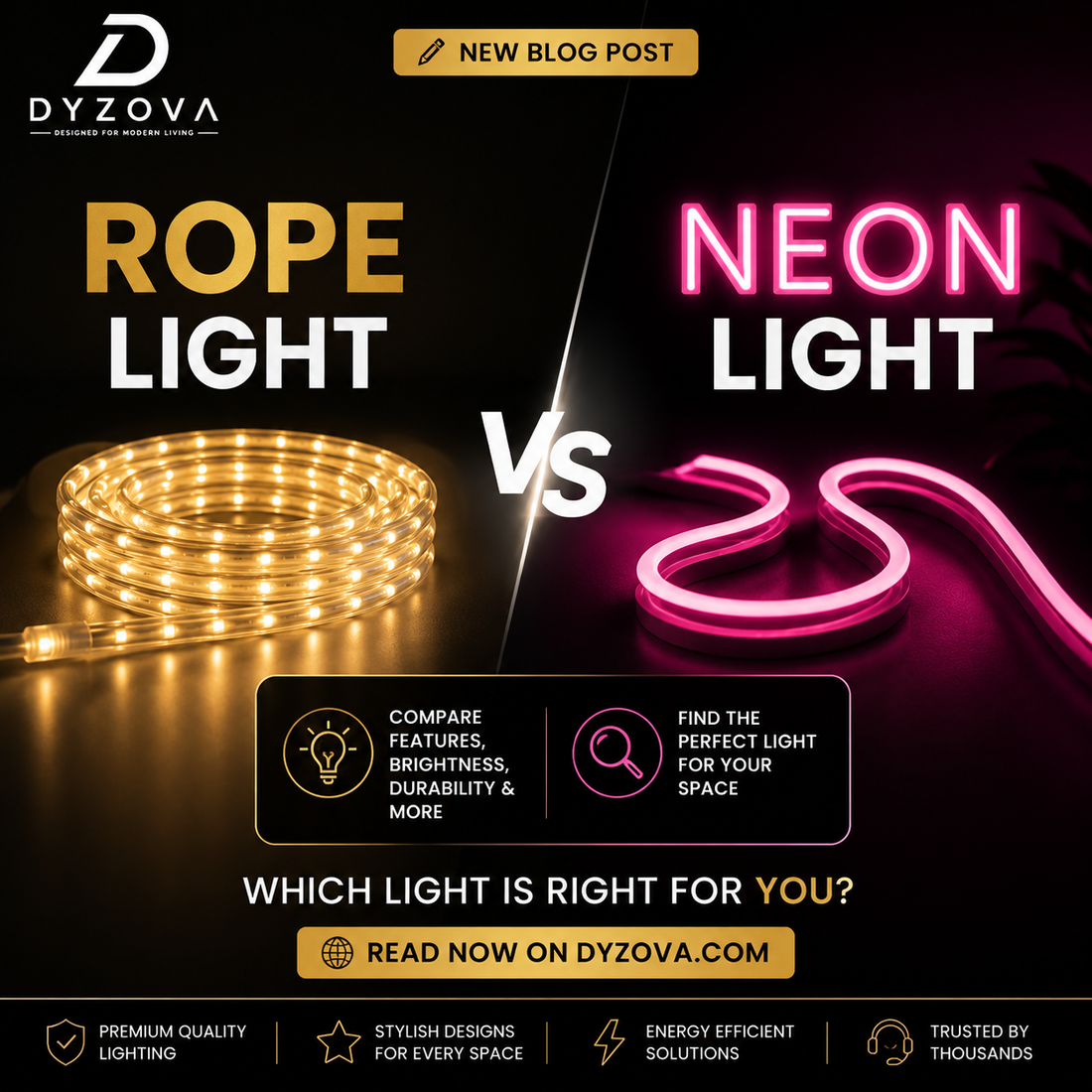 Rope Lights vs Neon Lights: Which is Right for Your Space?