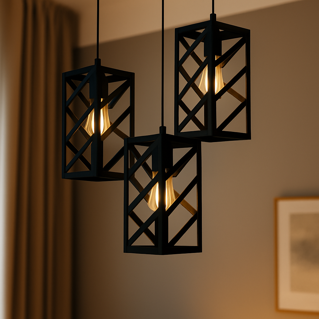 Modern 3-Light Pendant Light Metal Cage Chandelier Fixture
