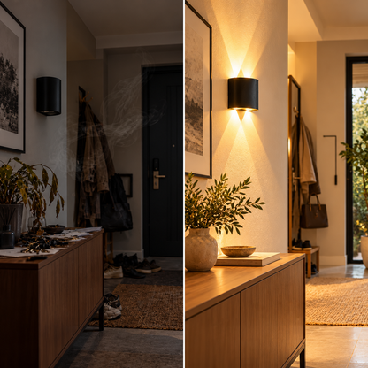 Matte Black Up & Down LED Wall Light | Warm White IP65