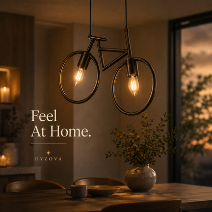 Bicycle Pendant Ceiling Light | 2-Light Industrial Hanging Lamp | E27 Metal Frame