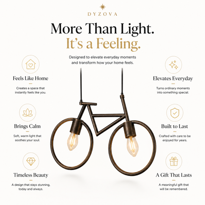 Bicycle Pendant Ceiling Light | 2-Light Industrial Hanging Lamp | E27 Metal Frame