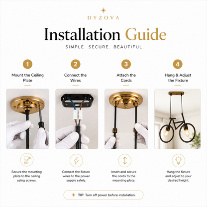 Bicycle Pendant Ceiling Light | 2-Light Industrial Hanging Lamp | E27 Metal Frame