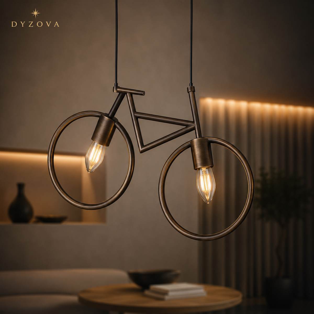 Bicycle Pendant Ceiling Light | 2-Light Industrial Hanging Lamp | E27 Metal Frame
