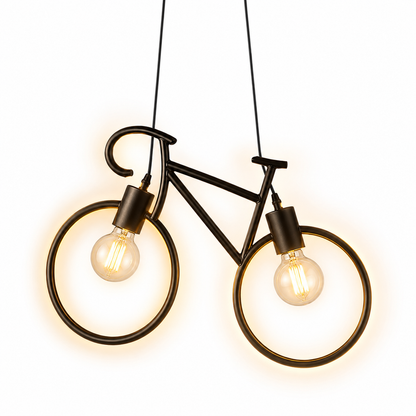 Bicycle Pendant Ceiling Light | 2-Light Industrial Hanging Lamp | E27 Metal Frame
