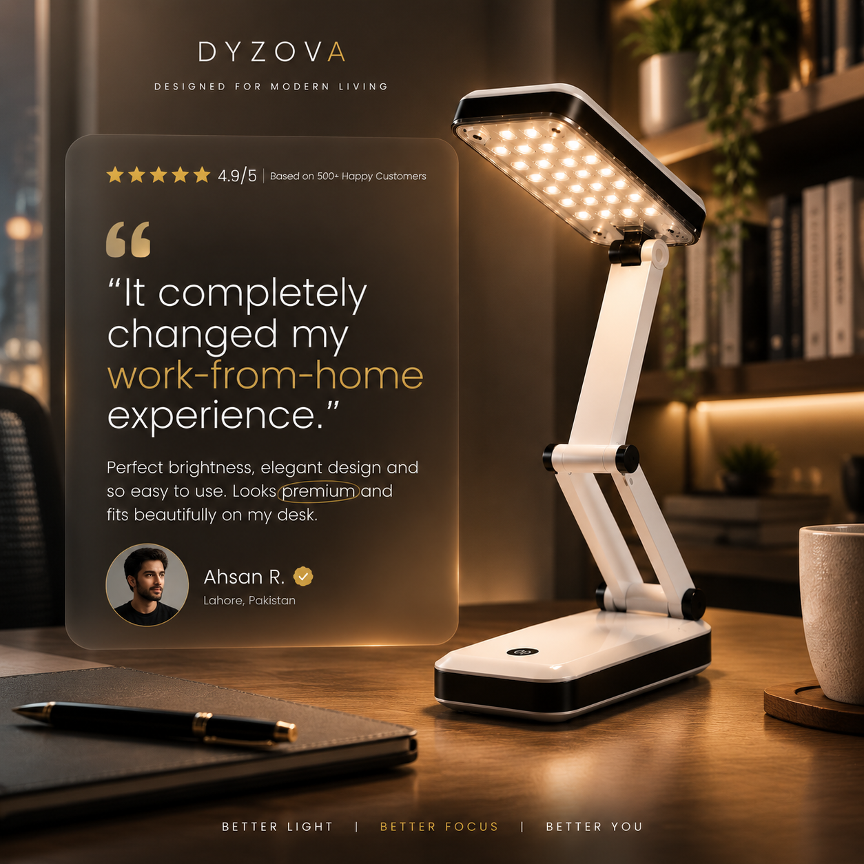 Rechargeable Foldable LED Desk Lamp | Eye-Care Study Light with Touch Control