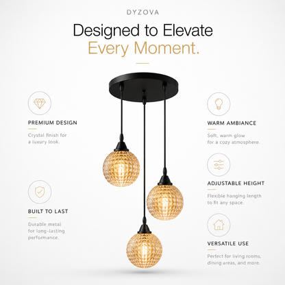 3-Light Crystal Pendant Light | Modern Dining Room Chandelier