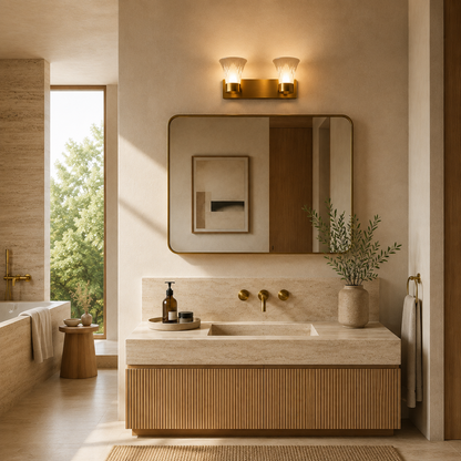 Modern Brushed Gold 2-Light Wall Sconce for Bathroom Vanity