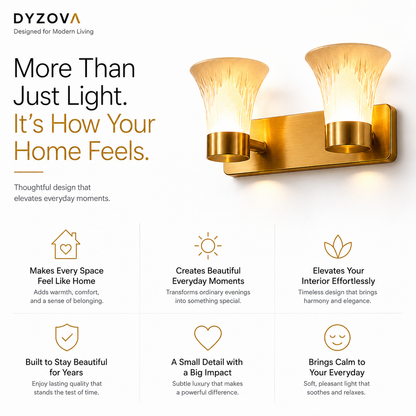 Modern Brushed Gold 2-Light Wall Sconce for Bathroom Vanity