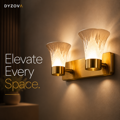 Modern Brushed Gold 2-Light Wall Sconce for Bathroom Vanity
