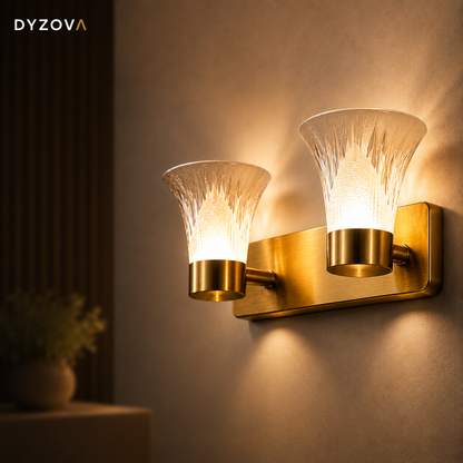 Modern Brushed Gold 2-Light Wall Sconce for Bathroom Vanity