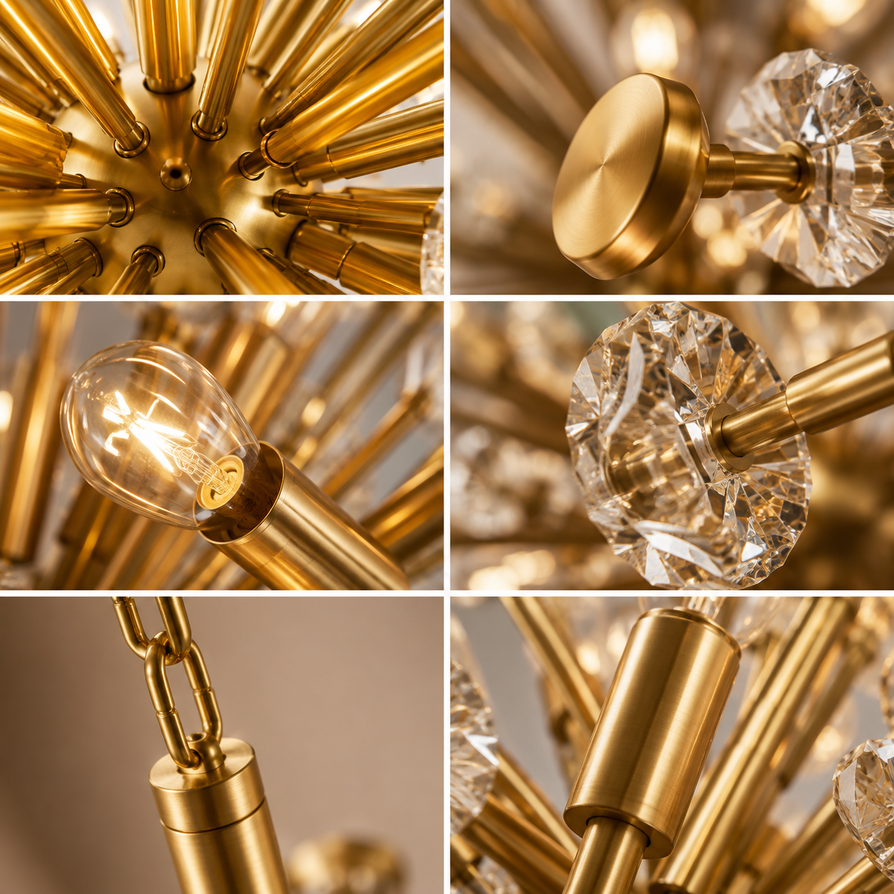 Luxury Gold Sputnik Crystal Chandelier | Multi-Arm G9 LED Ceiling Light with Crystal Accents