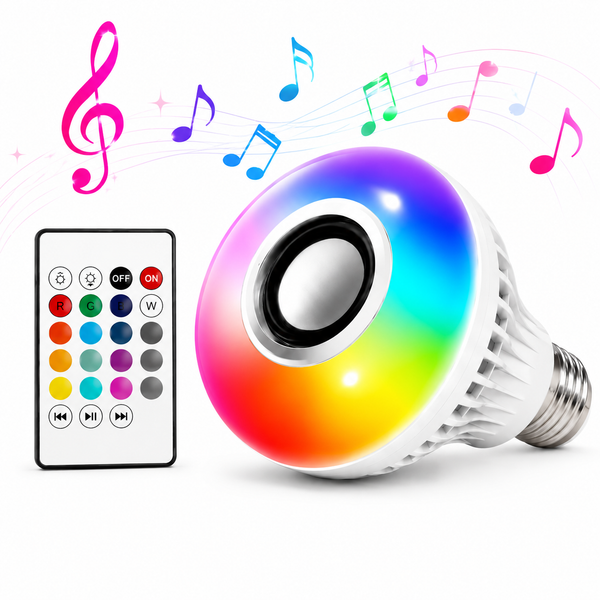 RGB Music Bulb with Bluetooth Speaker | 16M Colours, Dimmable, E27 with 24-Key Remote