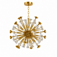 Luxury Gold Sputnik Crystal Chandelier | Multi-Arm G9 LED Ceiling Light with Crystal Accents