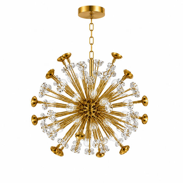 Luxury Gold Sputnik Crystal Chandelier | Multi-Arm G9 LED Ceiling Light with Crystal Accents