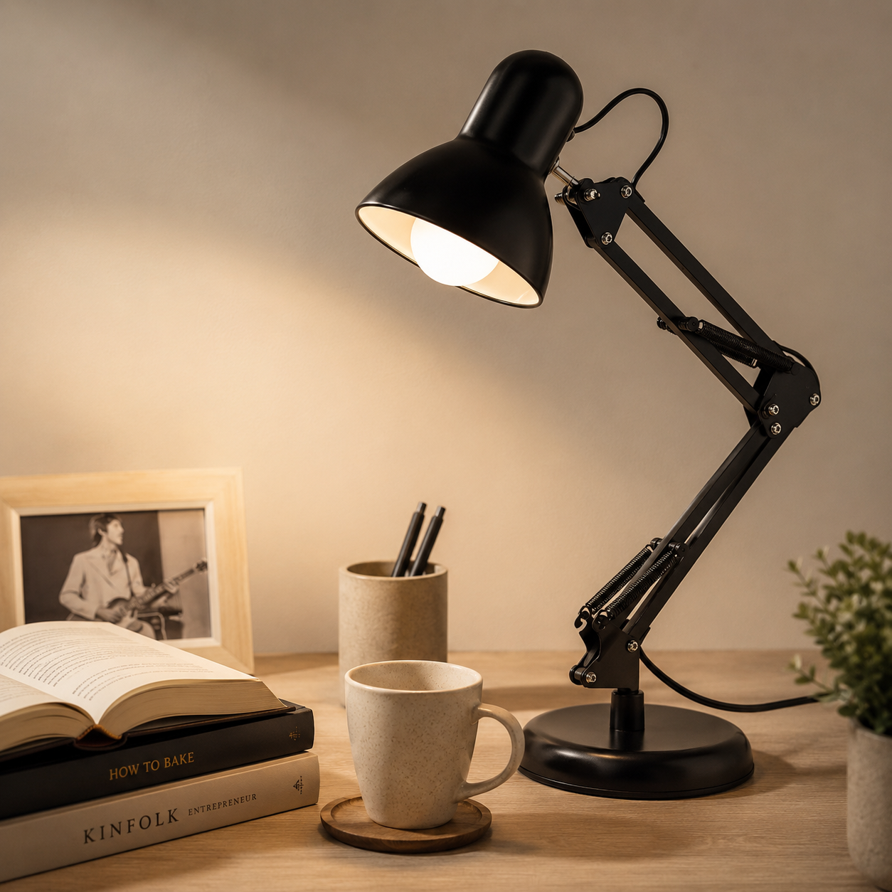 Matte Black Architect Desk Lamp | Swing-Arm Study Light | E27 Adjustable