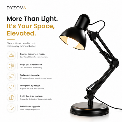 Matte Black Architect Desk Lamp | Swing-Arm Study Light | E27 Adjustable
