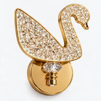 Crystal Swan LED Wall Light | 3-in-1 Color Temperature 3000K 4000K 6500K | Brushed Gold Crystal
