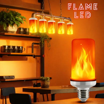 Flame-effect LED bulb for café and home ambiance