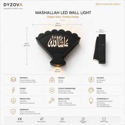 Mashallah LED Wall Light for Luxury Home Exterior Entrance
