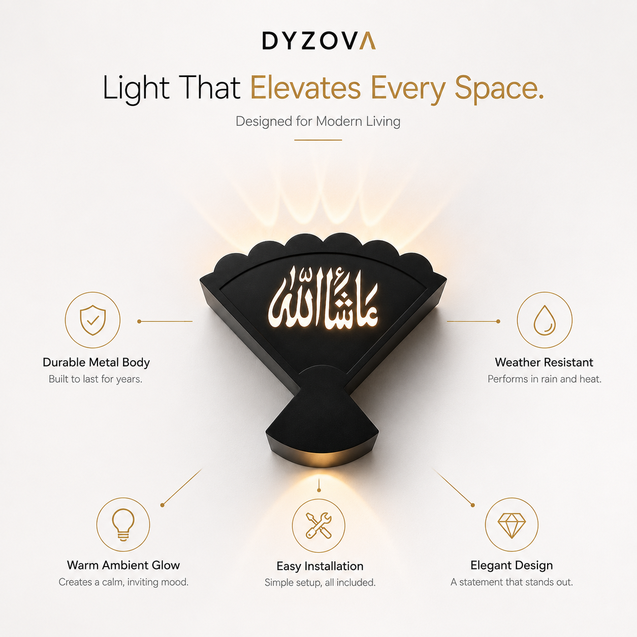 Mashallah LED Wall Light for Luxury Home Exterior Entrance