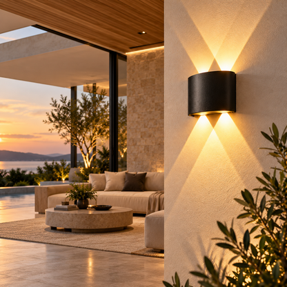 Matte Black Up & Down LED Wall Light | Warm White IP65