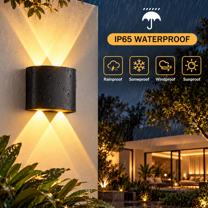 Matte Black Up & Down LED Wall Light | Warm White IP65