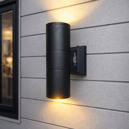 Minimalist black wall lamp for modern home exterior cylinder