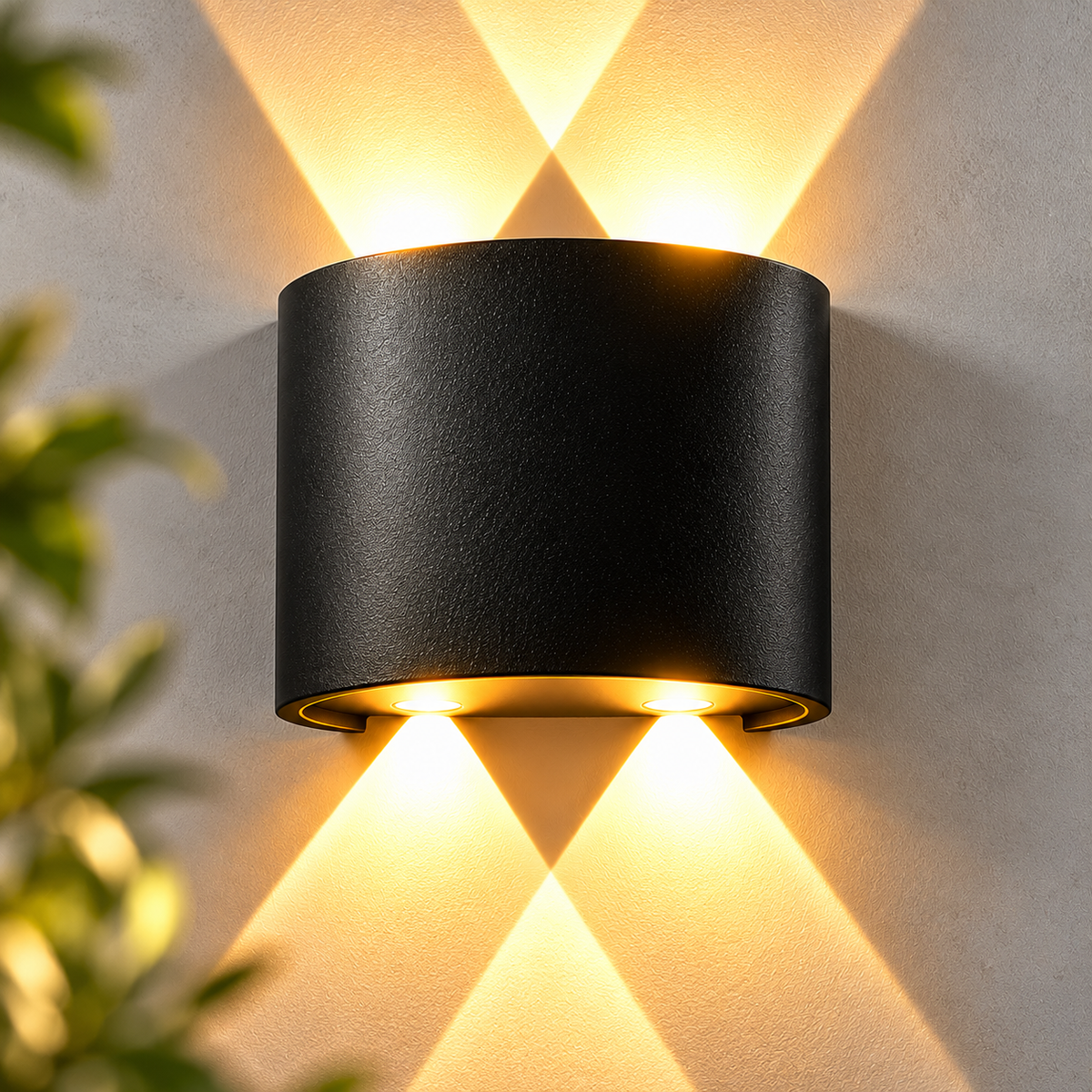 Matte Black Up & Down LED Wall Light | Warm White IP65