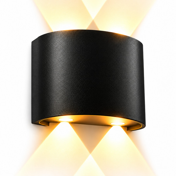 Matte Black Up & Down LED Wall Light | Warm White IP65