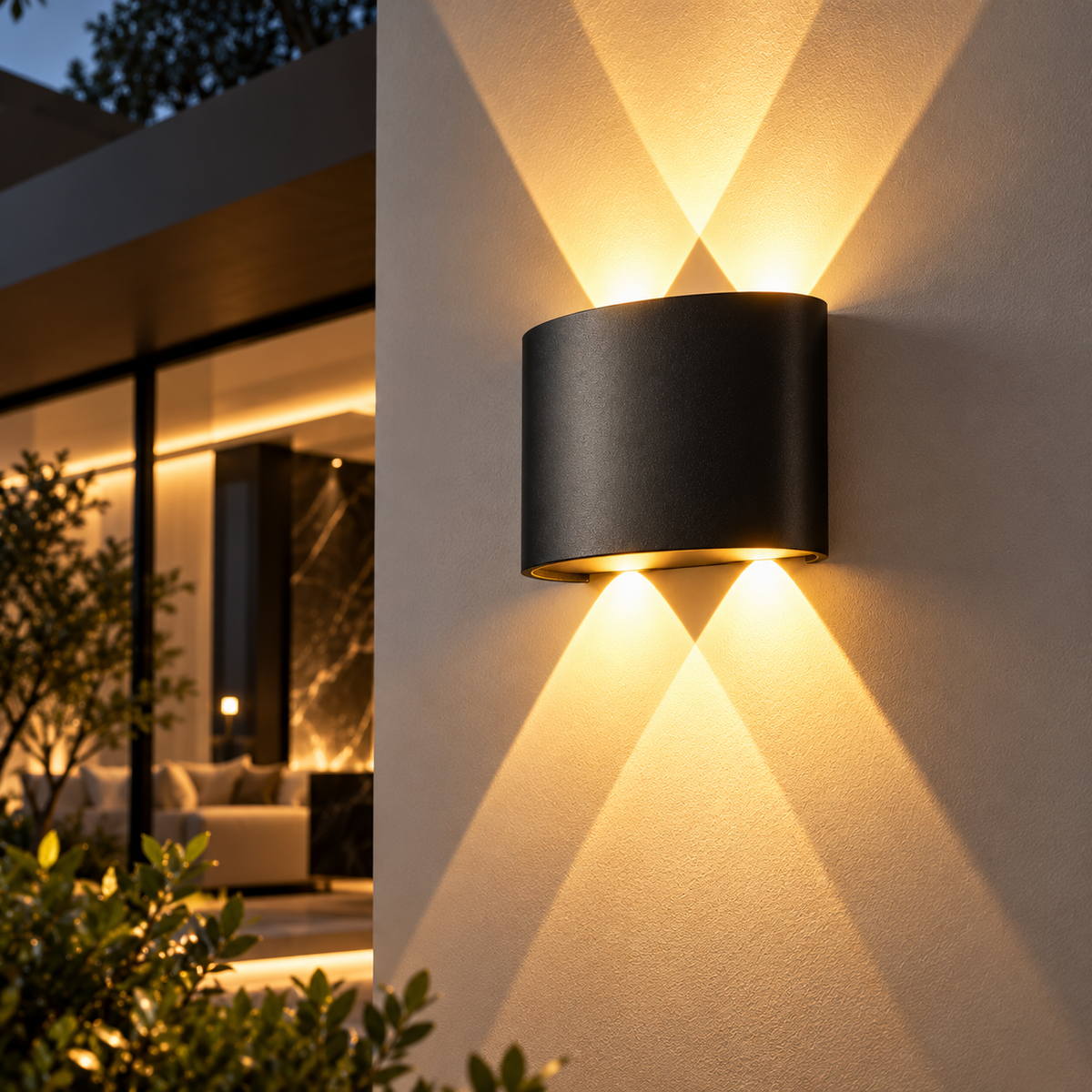 Matte Black Up & Down LED Wall Light | Warm White IP65