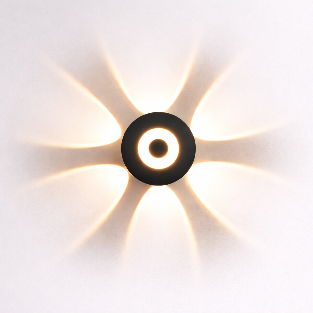 Modern outdoor LED wall light with flower pattern glow effect