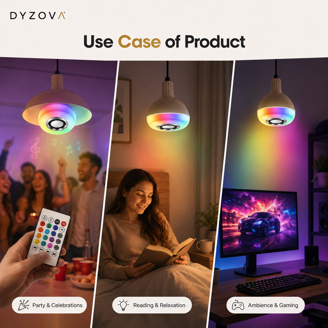 RGB Music Bulb with Bluetooth Speaker | 16M Colours, Dimmable, E27 with 24-Key Remote