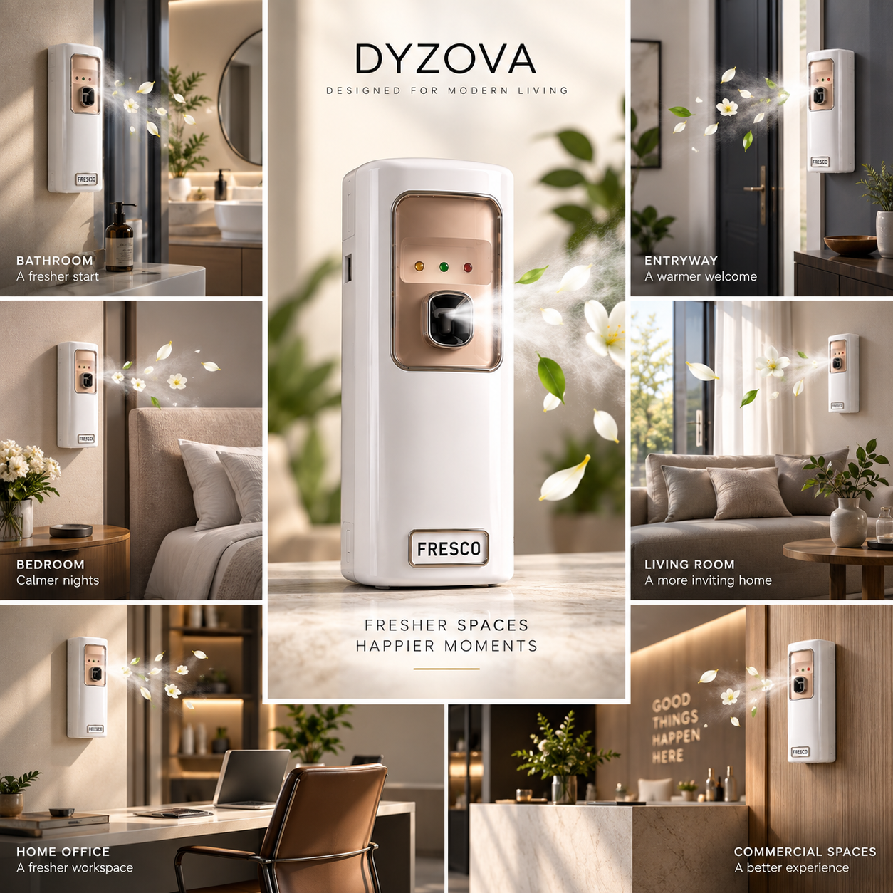 FRESCO Automatic Perfume Dispenser | Remote Control | Adjustable Spray | 20–40m² Coverage