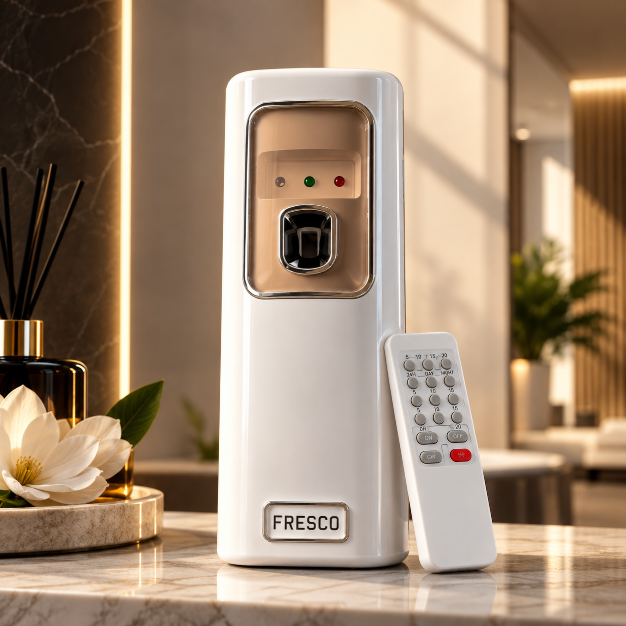FRESCO Automatic Perfume Dispenser | Remote Control | Adjustable Spray | 20–40m² Coverage