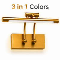 Golden LED Vanity Mirror Light | 3-in-1 Colour Temperature 3000K 4000K 6500K | Adjustable Angle Picture Wall Light