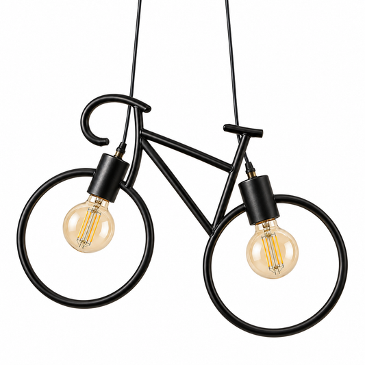 Bicycle Pendant Ceiling Light | 2-Light Industrial Hanging Lamp | E27 Metal Frame