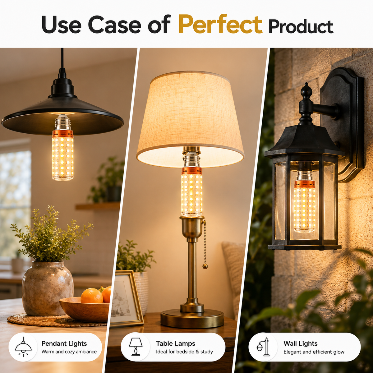 3-in-1 Tricolor E27 LED Corn Bulb | Warm White, Cool White & Mixed