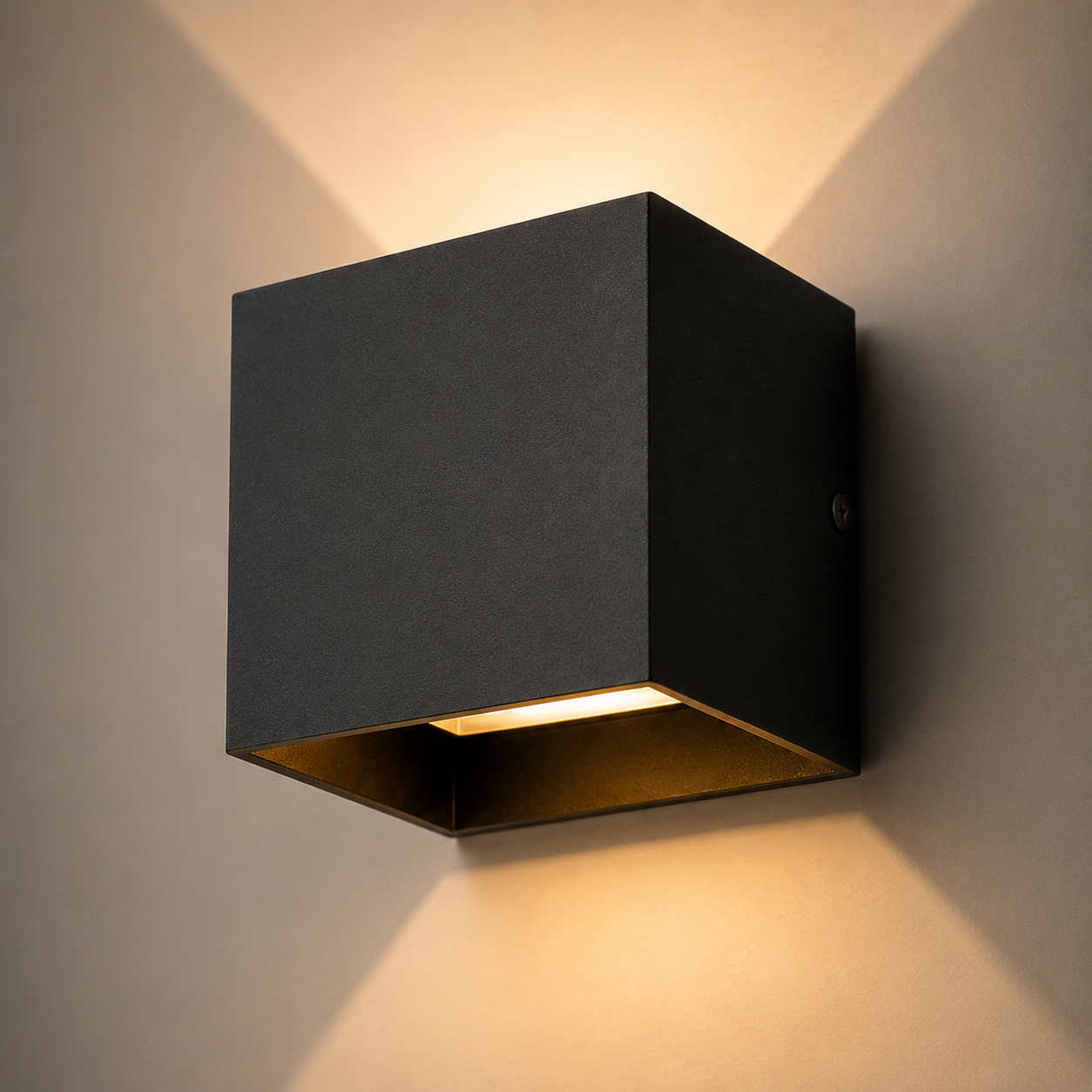 Modern Cube Wall Light | IP65 Outdoor LED | Adjustable Beam Angle | 12W 3000K Matte Black