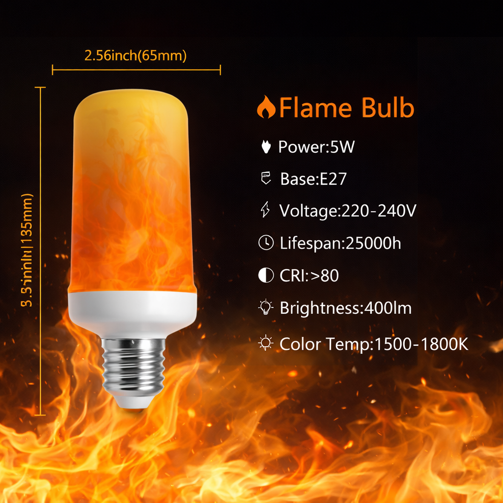 Flickering flame effect LED bulb for indoor décor