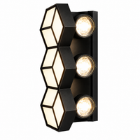 Geometric LED Wall Light | Matte Black Hexagon Sconce | 3×5W 3000K IP54 Indoor & Outdoor