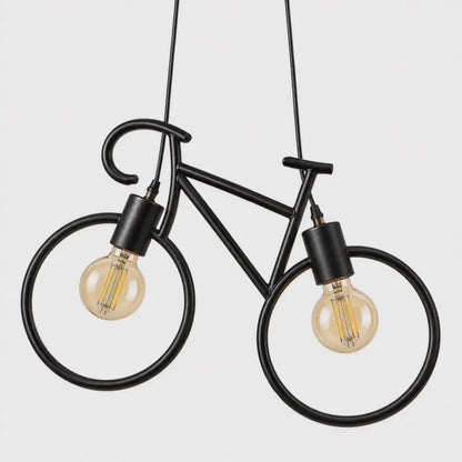Bicycle Pendant Ceiling Light | 2-Light Industrial Hanging Lamp | E27 Metal Frame