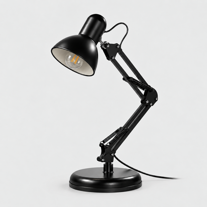 Matte Black Architect Desk Lamp | Swing-Arm Study Light | E27 Adjustable